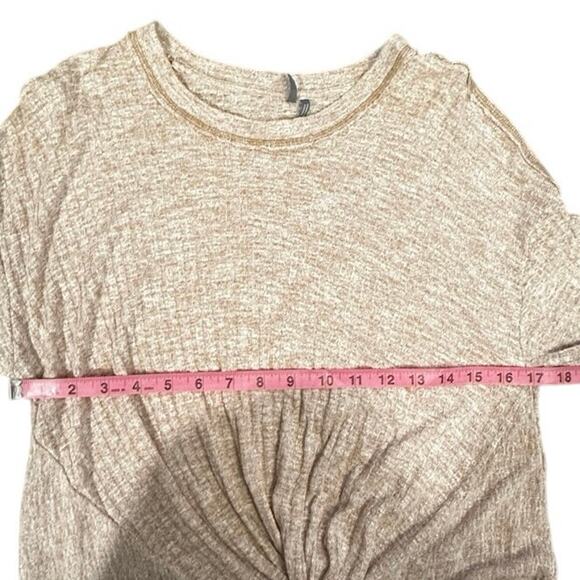 Anthropologie Tan Ribbed Knit Twist Front Long Sleeve Top Women’s Medium - Picture 7 of 7